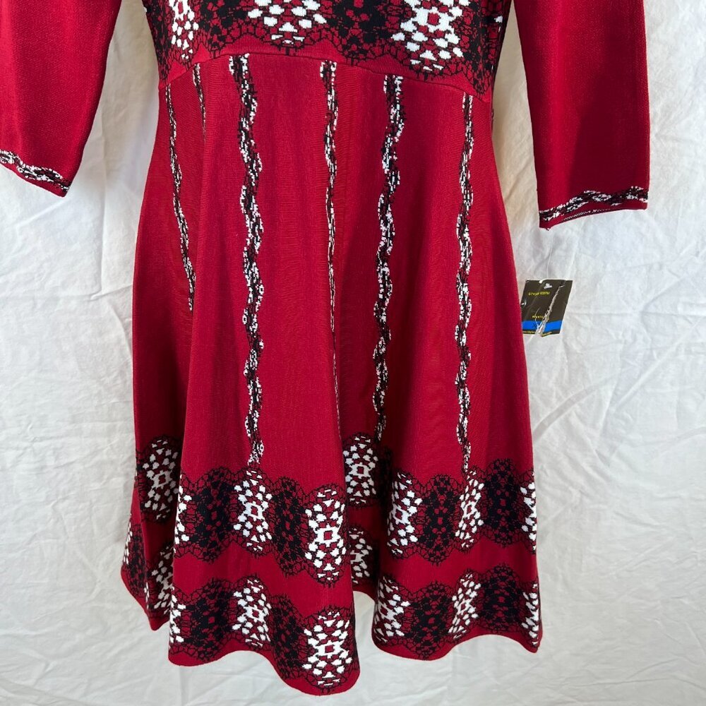 NWT Taylor Red A-Line Midi Sweater Dress $250 - Picture 5 of 15